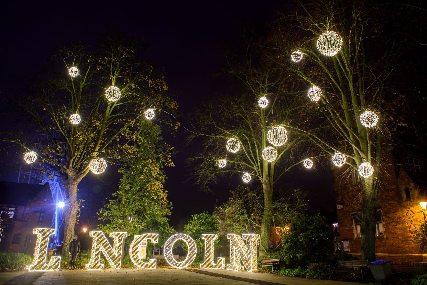 Light-up Lincoln selfie-point by Fizzco Projects displayed in Lincoln City Centre for the Christmas period.