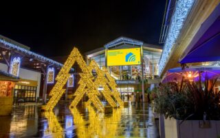 Outdoor Christmas light display at Chantry Place Shopping Centre installed by Fizzco Projects.